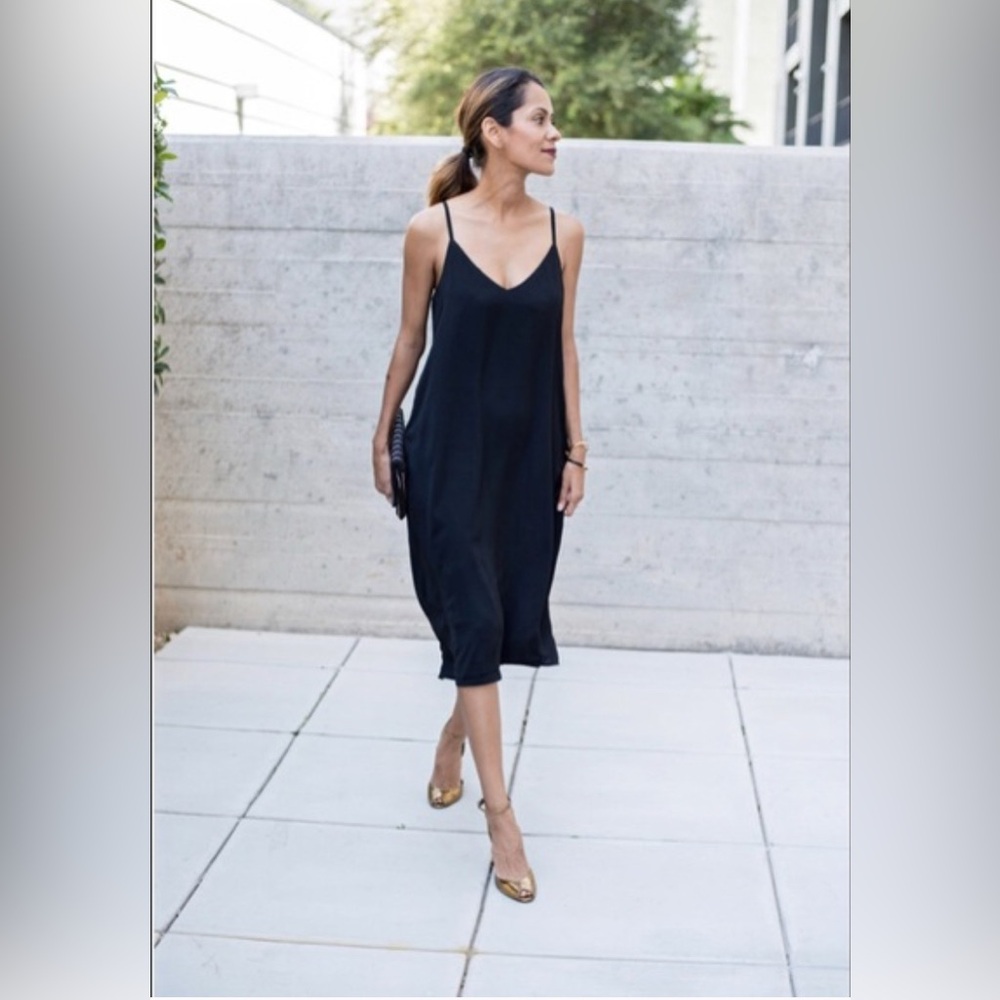 Bishop + Young Black Sleeveless Midi Slip Dress Size Medium